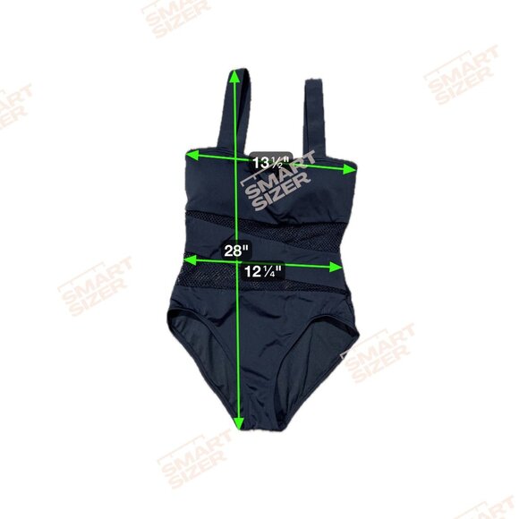 Carmen Marc Valvo Spliced One Piece Womens 10 Black Cutout Mesh Panels Swimwear - Picture 4 of 4